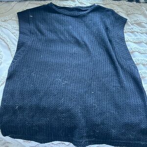 black sweater cut off top